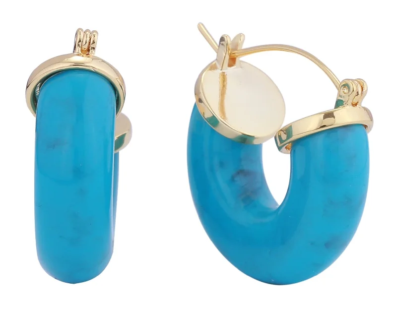 DJE311052 14K Chunky Turquoise Pincatch Earrings