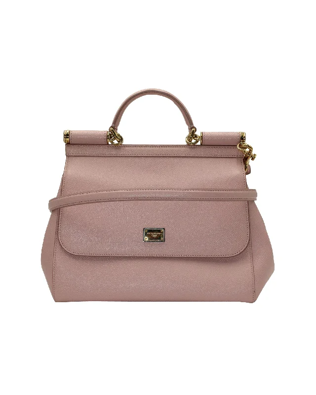 Dolce & Gabbana Medium Sicily Bag in Pink Calfskin Leather