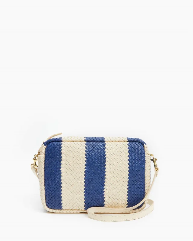 Marisol Crossbody Bag In Indigo & Cream Woven Racing Stripes