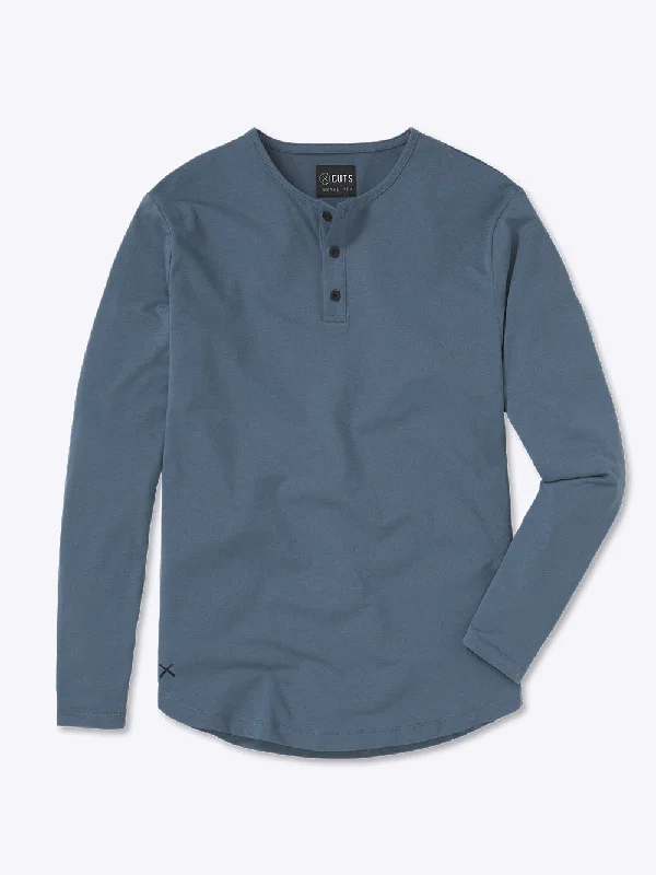 AO Long Sleeve Henley Curve-Hem | Vintage Signature-fit PYCA Pro