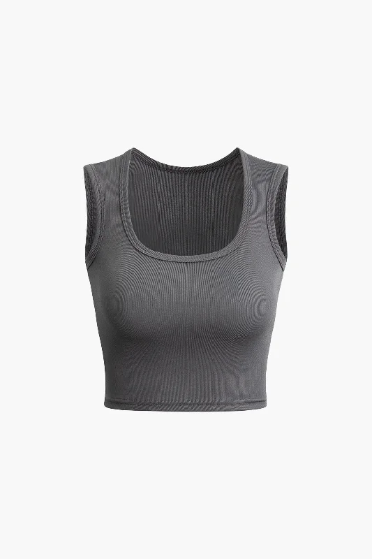 Solid Square Neck Tank Top