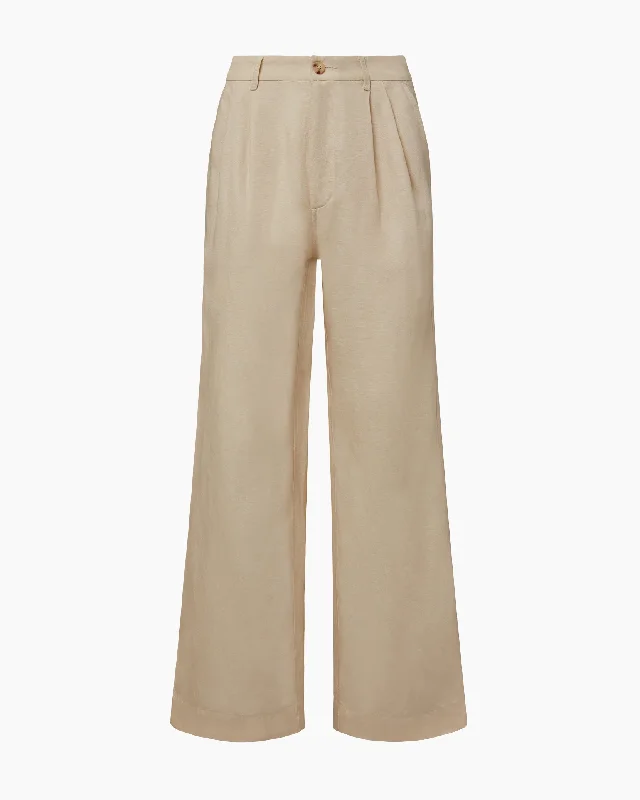 Air Linen Pleated Trouser | Sandshell