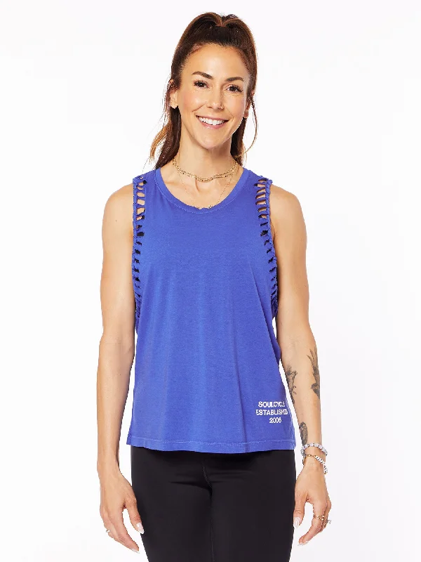 Alexa Braid Strap Tank | Blue