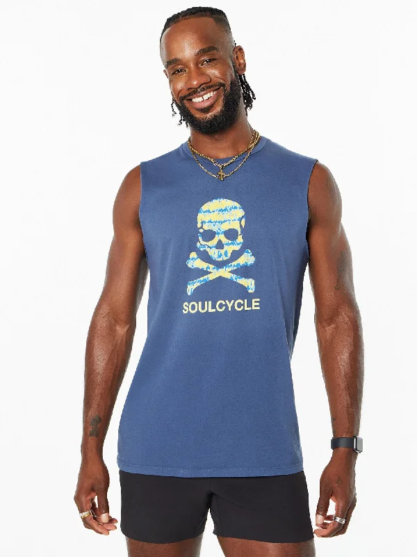 All Souls Muscle Tank 'SOULCYCLE & Skull - Tie-Dye' | Navy