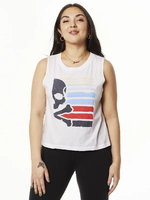 Cropped Boxy Muscle Tank Top | White