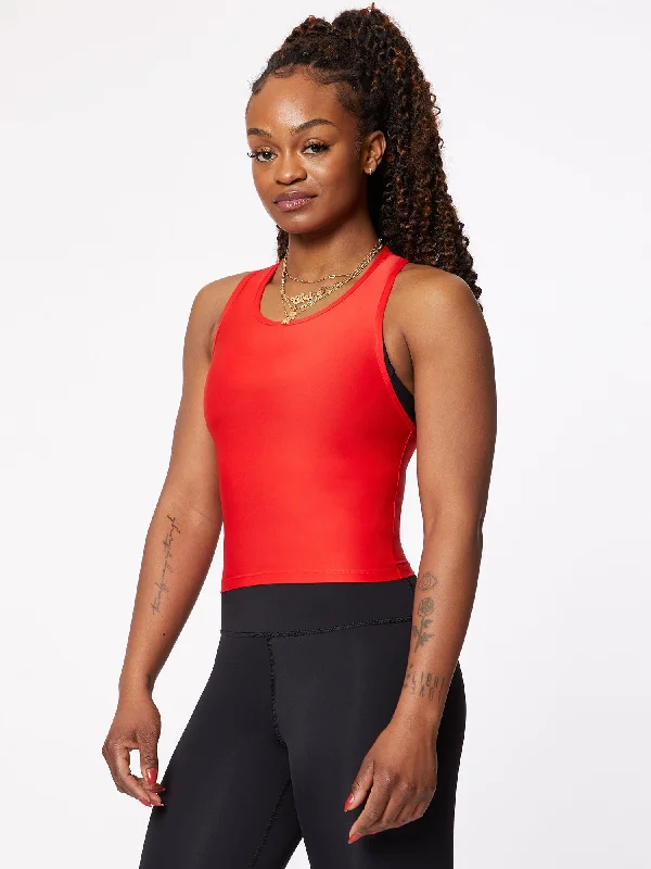 Cropped Performance Racer Tank | Red