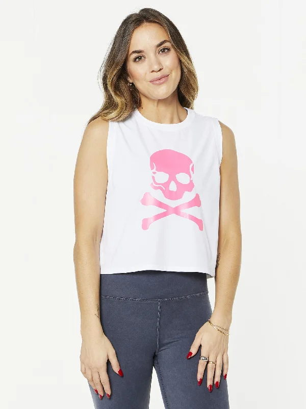 Renee Performance Tank 'Skull - Pink' | White