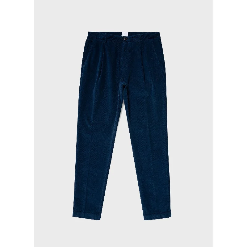 Corduroy Pleated Trouser | Men | k Blue