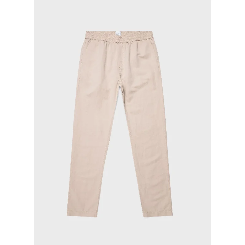 Cotton Linen Drawstring Trouser | Men | Light Sand