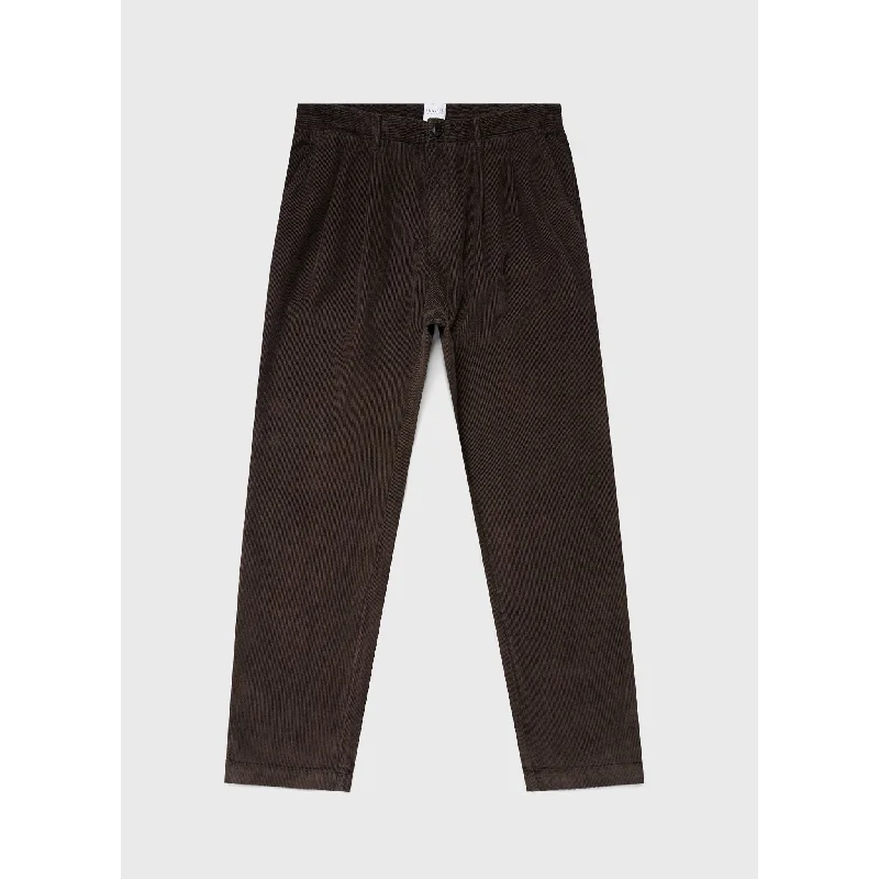 Double Pleat Corduroy Trouser | Men | Coffee