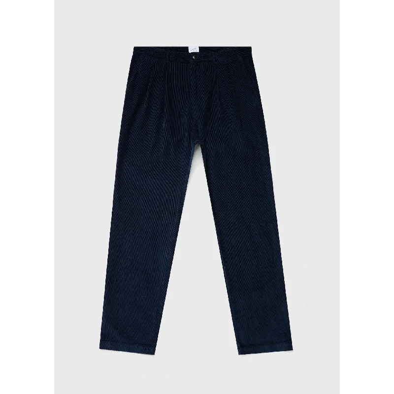 Double Pleat Corduroy Trouser | Men | Navy