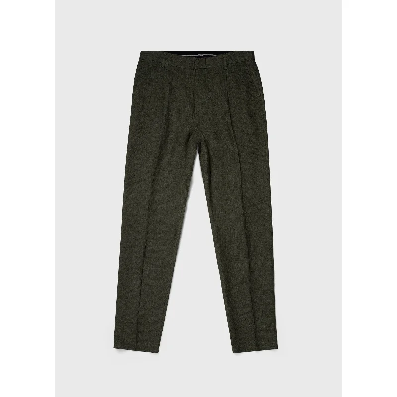 Pleated Linen Trouser | Men | Hunter Green