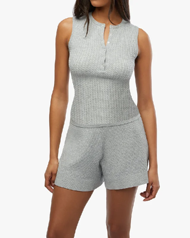 Henley Muscle Tank | Heather Grey