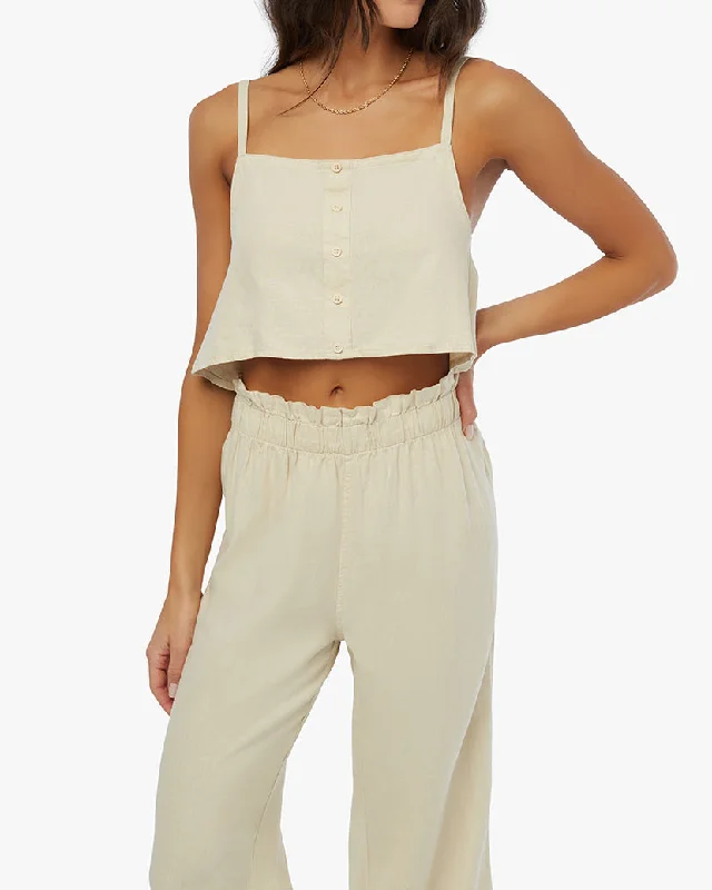 Linen Trapeze Tank | Tan