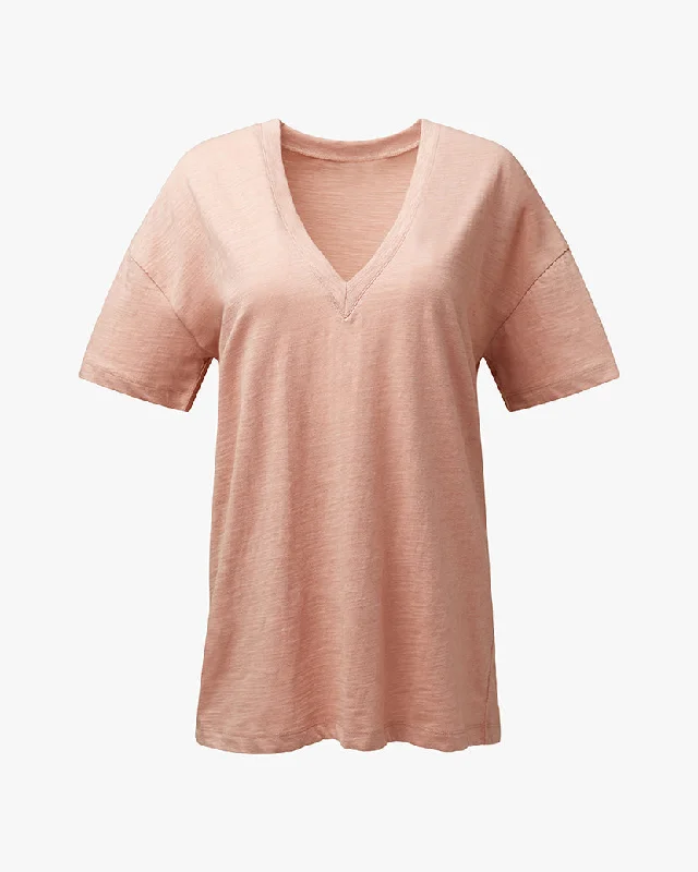 Oversized Cotton Slub V-Neck Tee | Canvas