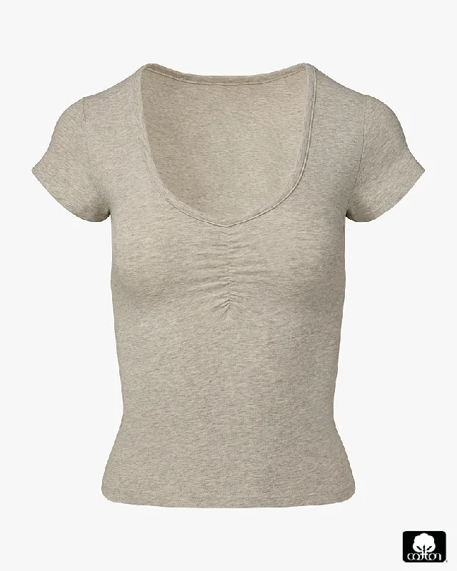 Ruched Tee | Heather Grey