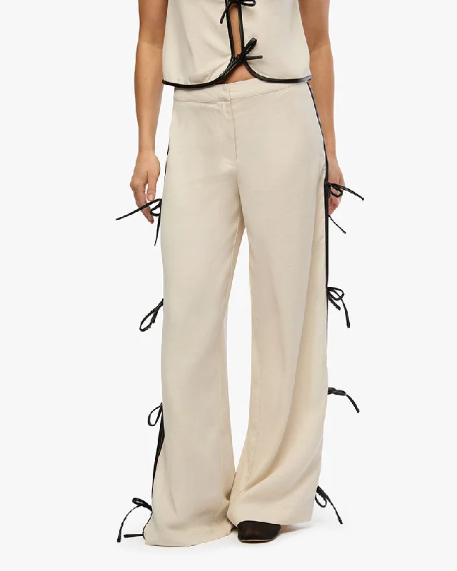 Tie Slit Pant | Ivory x Black