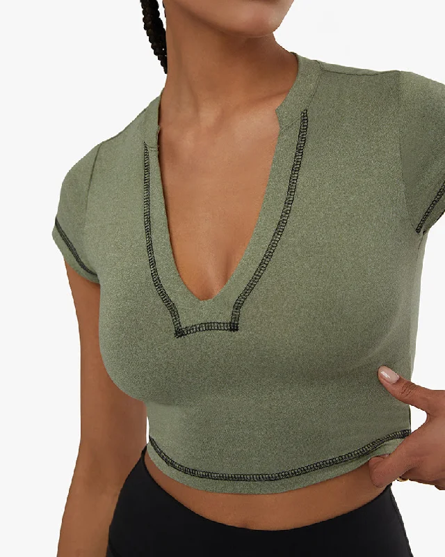 V-neck Tee | Army Green